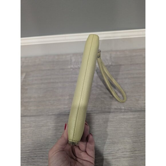 Fossil Light Yellow Green Leather Womens Zip Around Wallet Clutch Wristlet Retro - Picture 4 of 16